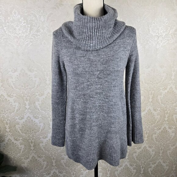 Ann Taylor Size XS Gray Turtleneck Tunic Length Sweater Wool Blend Knit Winter - Picture 1 of 10